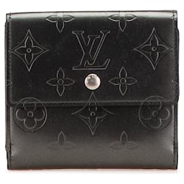 Louis Vuitton-Louis Vuitton Gray Monogram Mat Portefuille Elise Trifold Wallet-Brown,Dark grey