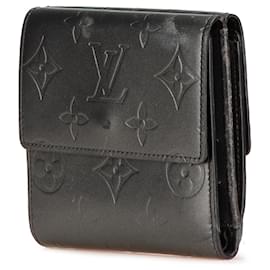 Louis Vuitton-Louis Vuitton Gray Monogram Mat Portefuille Elise Trifold Wallet-Brown,Dark grey