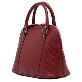 Gucci-Gucci Red Medium Microguccissima Dome Satchel-Red