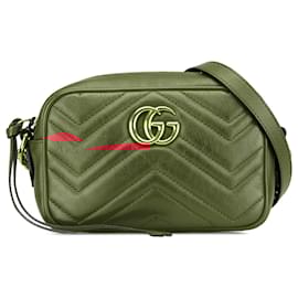 Gucci-Gucci Red Mini GG Marmont Matelasse Leather Crossbody-Red