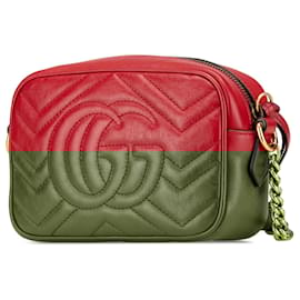 Gucci-Gucci Red Mini GG Marmont Matelasse Leather Crossbody-Red