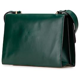 Gucci-Gucci Green Small Leather Zumi Flap Crossbody-Green