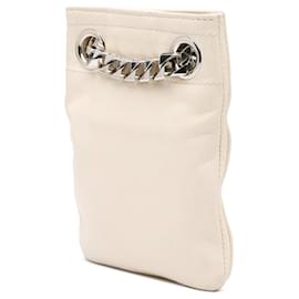 Givenchy-Givenchy White Leather Shark Lock Chain Shoulder Bag-White