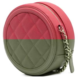 Chanel-Chanel Pink Caviar CC Filigree Round Crossbody-Pink