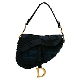 Dior-Dior Blue Canvas Embroidered Camouflage Saddle Bag-Blue,Dark blue