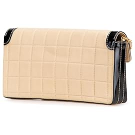 Chanel-Chanel Brown CC Chocolate Bar Lambskin and Patent East West Flap-Brown,Beige