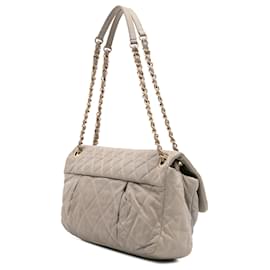 Chanel-Chanel Brown Large Quilted Iridescent Calfskin Coco Pleats Flap-Brown,Taupe