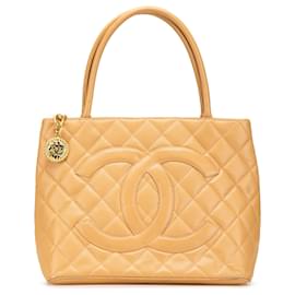 Chanel-Chanel Brown Caviar Medallion Tote-Brown,Caramel