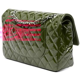 Chanel-Chanel Red Medium Classic Patent Double Flap-Red