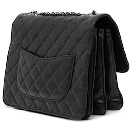 Chanel-Chanel Black Medium Quilted Lambskin Clams Pocket Accordion Flap-Black