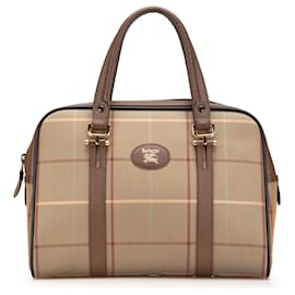 Burberry-Burberry Brown Vintage Check Canvas Handbag-Brown,Light brown
