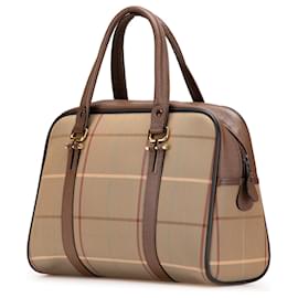 Burberry-Burberry Brown Vintage Check Canvas Handbag-Brown,Light brown