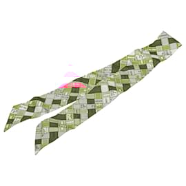 Hermès-Hermès Pink Bolduc Au Carre Silk Twilly Scarf-Pink