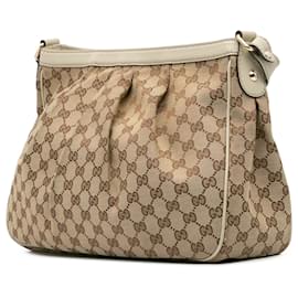 Gucci-Gucci Brown GG Canvas Sukey Crossbody-Brown,Beige