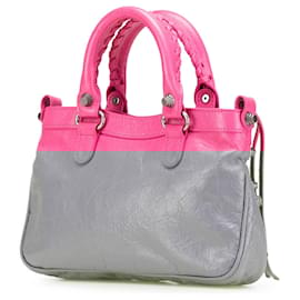 Balenciaga-Balenciaga Pink Small Lambskin Motocross Neo Cagole Satchel-Pink