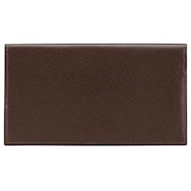 Hermès-Hermès Brown Epsom Citizen Twill Wallet-Brown,Dark brown