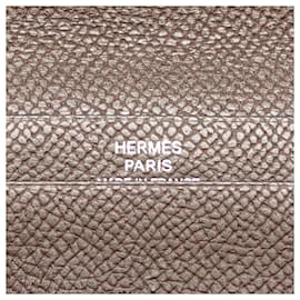 Hermès-Hermès Brown Epsom Citizen Twill Wallet-Brown,Dark brown