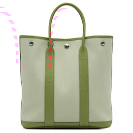 Hermès-Hermès Brown Toile Garden Party File 28-Brown,Beige,Other