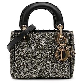 Dior-Dior Black Mini Satin Sequin Embroidered Lady Dior-Black