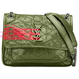 Saint Laurent-Saint Laurent Red Baby Crinkled Calfskin Monogram Niki Bag-Red