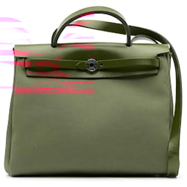 Hermès-Hermès Pink Toile Militaire Vache Hunter Herbag Zip 31-Pink,Other