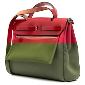 Hermès-Hermès Pink Toile Militaire Vache Hunter Herbag Zip 31-Pink,Other