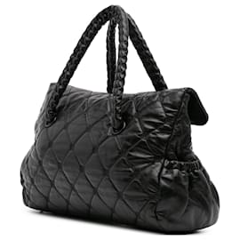 Chanel-Chanel Black CC Quilted Lambskin So Black Hidden Chain Flap Handbag-Black