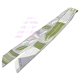 Hermès-Hermès Pink Sea Surf and Fun Silk Twilly Scarf-Pink