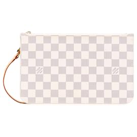 Louis Vuitton-Louis Vuitton White Damier Azur Neverfull MM Pouch-White