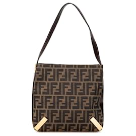 Fendi-Fendi Brown Zucca Canvas Shoulder Bag-Brown