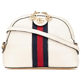 Gucci-Gucci White Small Leather Ophidia Dome Crossbody-White