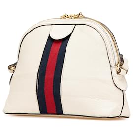 Gucci-Gucci White Small Leather Ophidia Dome Crossbody-White