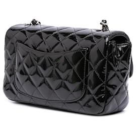 Chanel-Chanel Black Mini Rectangular Classic Patent Single Flap-Black