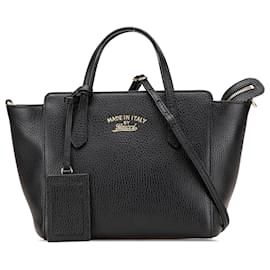 Gucci-Gucci Black Mini Leather Swing Satchel-Black