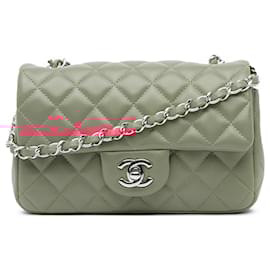 Chanel-Chanel Pink Mini Rectangular Classic Lambskin Single Flap-Pink,Other