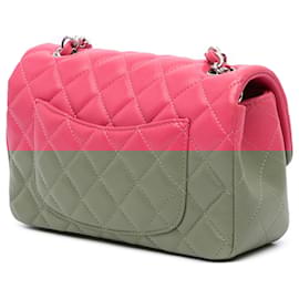 Chanel-Chanel Pink Mini Rectangular Classic Lambskin Single Flap-Pink,Other