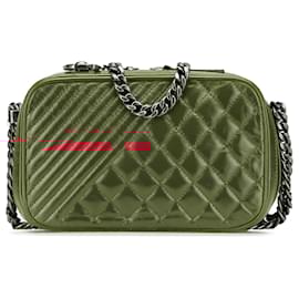 Chanel-Chanel Red Small Quilted Glazed Calfskin Coco Boy Camera Bag-Red