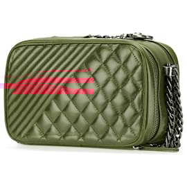 Chanel-Chanel Red Small Quilted Glazed Calfskin Coco Boy Camera Bag-Red