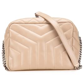 Saint Laurent-Saint Laurent Brown Small Calfskin Monogram Loulou Bowling Bag-Brown,Flesh