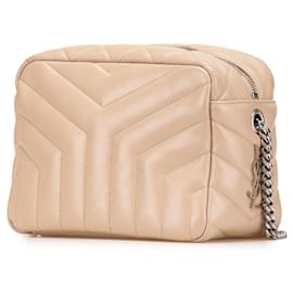 Saint Laurent-Saint Laurent Brown Small Calfskin Monogram Loulou Bowling Bag-Brown,Flesh