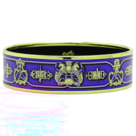 Hermès-Hermès Blue Wide Printed Enamel Bangle 65-Blue