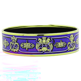 Hermès-Hermès Blue Wide Printed Enamel Bangle 65-Blue
