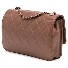 Chanel-Chanel Brown Mini Classic Metallic Caviar Wallet on Chain-Brown,Bronze