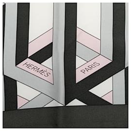 Hermès-Hermès Gray Cube Silk Scarf-Brown