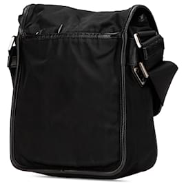 Prada-Prada Black Tessuto Buckle Messenger Bag-Black