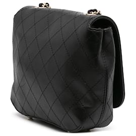 Chanel-Chanel Black Small Stitched Calfskin Covered CC Flap-Black