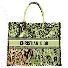 Dior-Dior Yellow Large Canvas Embroidered Dior Animals Giraffe Book Tote-Yellow