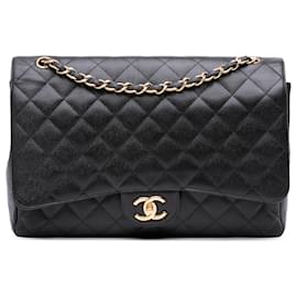 Chanel-Chanel Black Maxi Classic Caviar Double Flap-Black