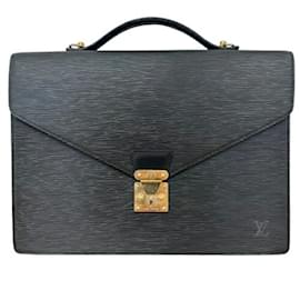 Louis Vuitton-Louis Vuitton Porte Document Black Handbag-Black