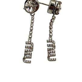 Miu Miu-Miu Miu MIU Crystal Metal Drop Earrings-Silvery